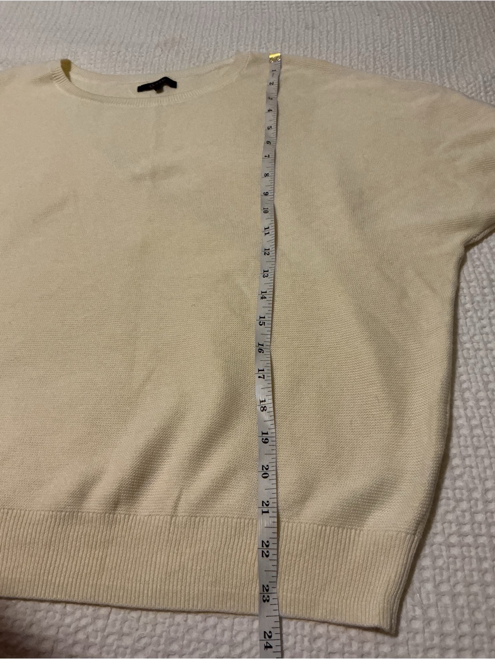 Quince Cream Short Sleeve Crewneck Sweater Top - Picture 11 of 12